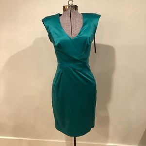 Black Halo RN 40680- Satin green dress with black lace NEW with tags (Size 6)